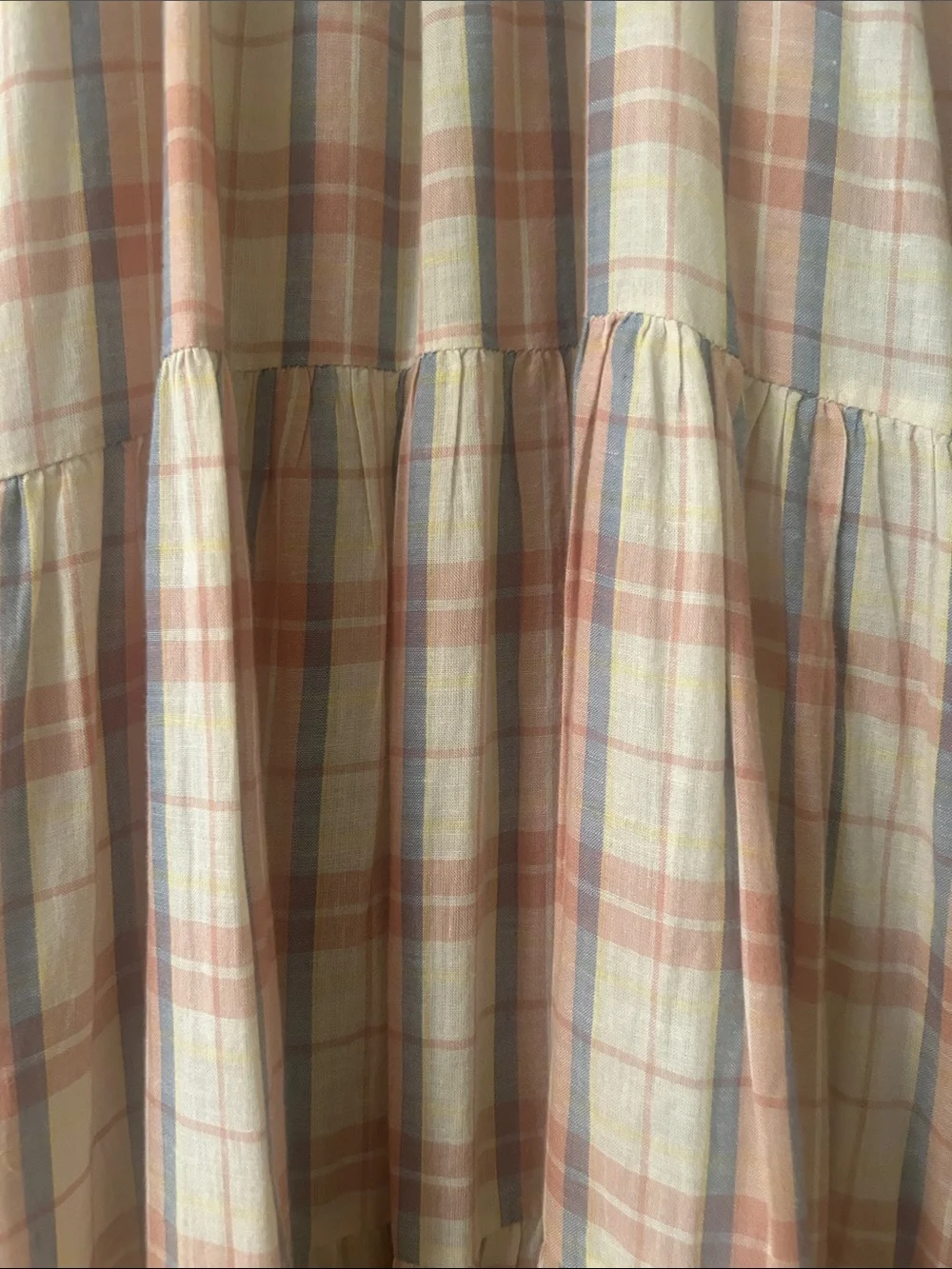 THE GREAT Light Plaid Tiered Maxi Dress with Puff Sleeves - Picture 9 of 9
